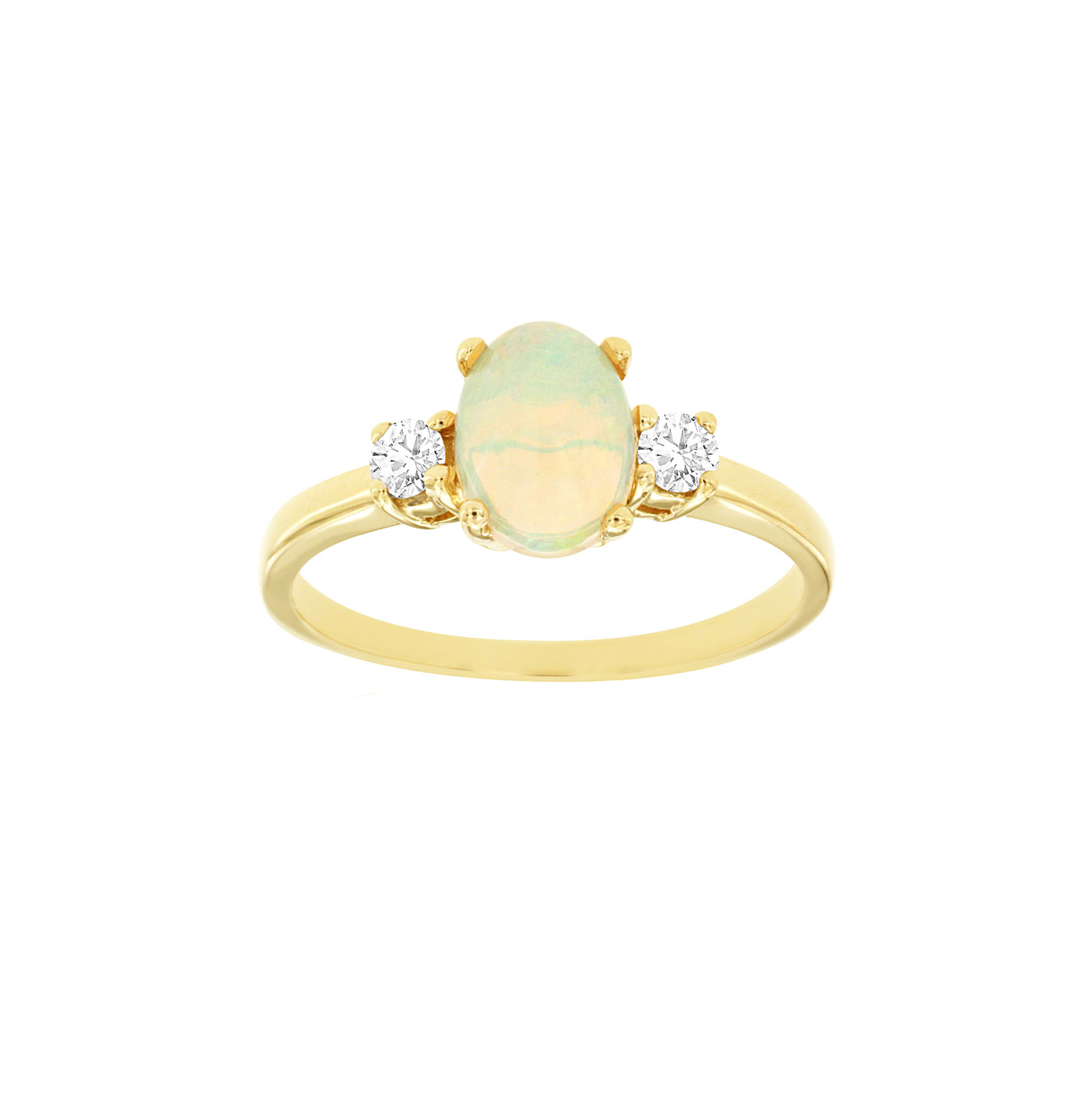 Sabel Collection Yellow Gold Oval Opal and Diamond Accent Ring